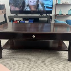 Wooden Coffee Table And Two Side Tables 