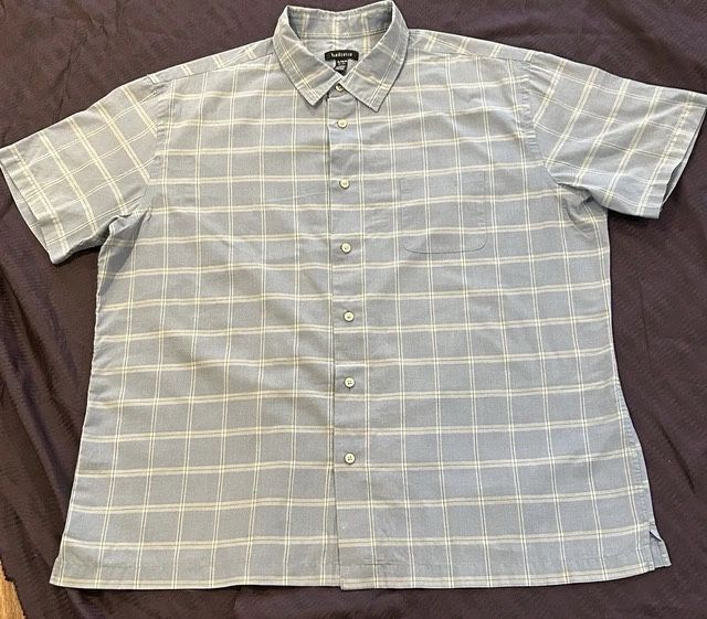 Van Heusen Men's XL, 17-17 1/2, Button Down, Short Sleeve, Blue Plaid