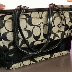 XL Coach Signature Stripe Jacquard Multifunction Travel Tote