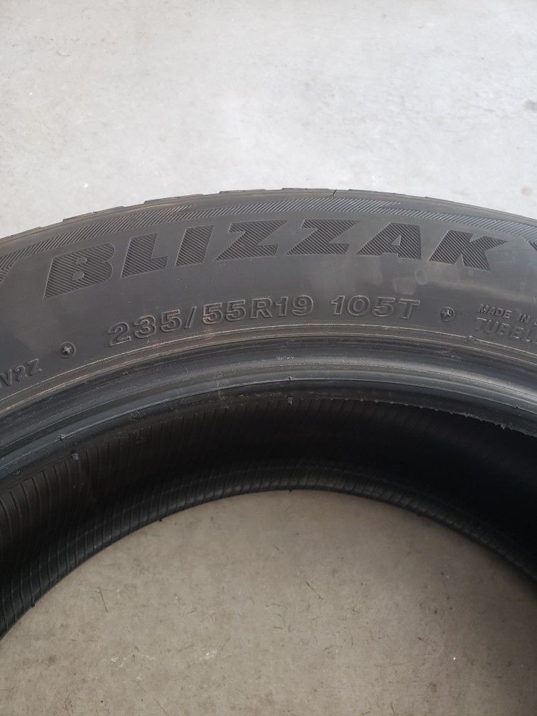 Bridgestone Blizzak tires 235/55/19