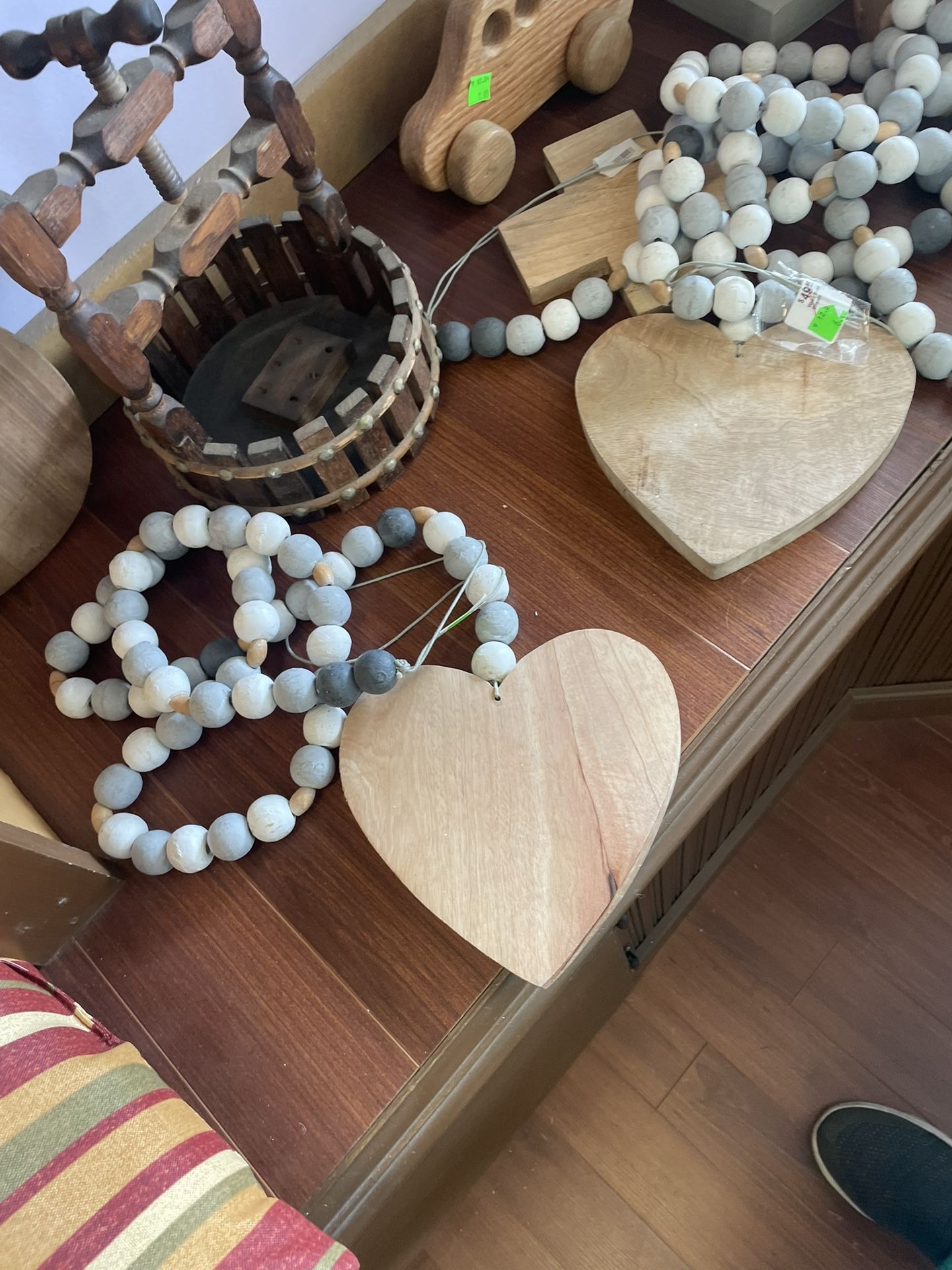 Wooden Heart And Beaded Garland