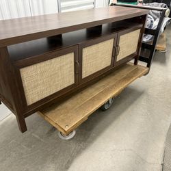 Walnut & Rattan Media Center