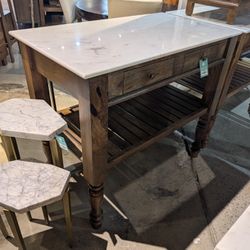 Handcrafted Marble Two Drawer Island In Urban Grey