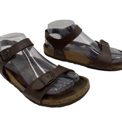 Birkenstock Women’s Brown Nubuck Leather Sandals Size 37 Ankle Strap U.S. 6.5-7
