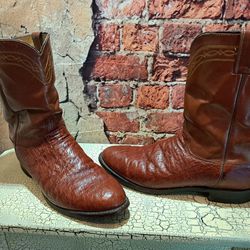 Justin Ostrich Quill Roper Cowboy Boots  11D
