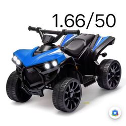 Kids 6V Quad ATV for Kids Toddler 3+ years, Max 55lb Capacity ，With LED, Music, Foot Pedal, Wear-Resistant Wheels, 1.9 MPH - Blue