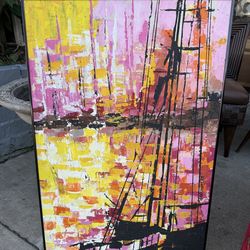 1971 vintage 36 x 24 awesome abstract, signed by the artist