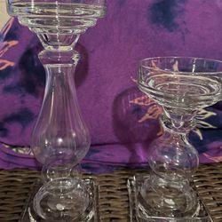 2 Glass Candle Holders