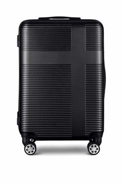 Piece 1 Luggage Set With TSA Lock, Durable Lightweight Cross Stripe Suitcase Hardshell Luggage Set With Hooks And 360 Degree Spinner Wheels (24in) Bla