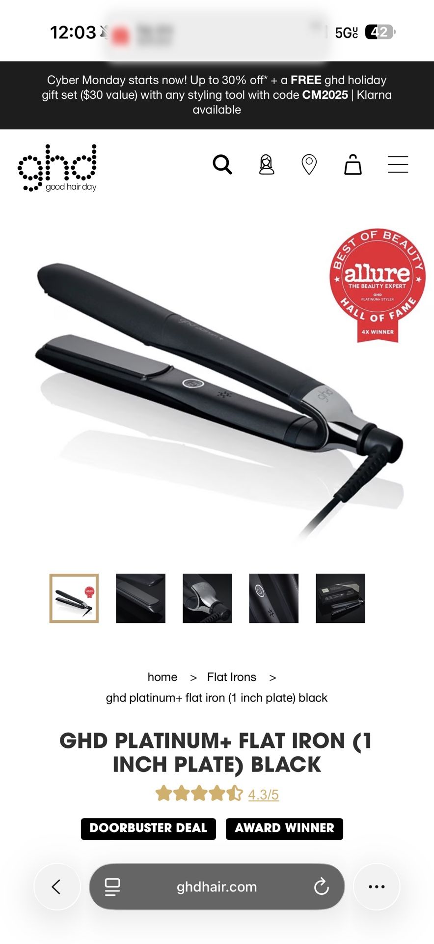 Brand New GHD Platinum+ 1” Black