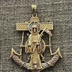Gold Plated Santa Muerte Anchor 