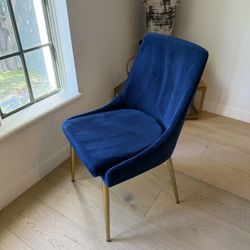 Velvet Dining Chairs – Navy w/ Gold Legs | Modern Set (4 or 8 Available)