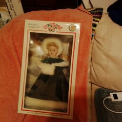 1980s Holiday Porcelain  Doll
