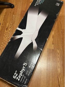 Zephyr Smart Indoor and Outdoor 5 Blade Ceiling Fan 62in Matte White Modern