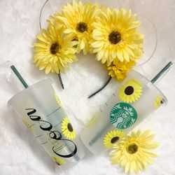 Custom sunflower Starbucks cold cup