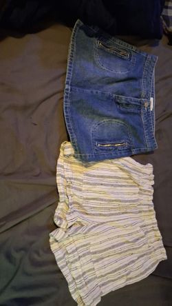 1 pr of women's shorts and 1 jean mini skirt size small