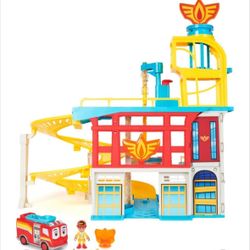 Disney Junior Firebuds HQ Playset With Lights, Sounds, Fire Truck Toy, Action Figure And Vehicle Launcher, Kids Toys For Boys And Girls Ages 3 And Up 