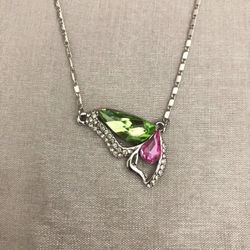 White Gold Plated Swarovski Elements Butterfly Necklace