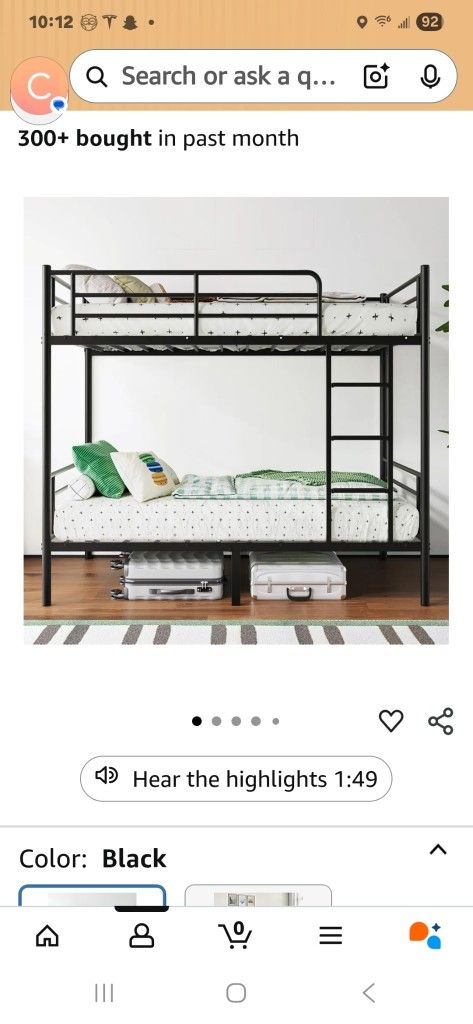 Bunk Beds,Bunk Bed Twin Over Twin for Kids Teens Adults with Ladders and Guardrail