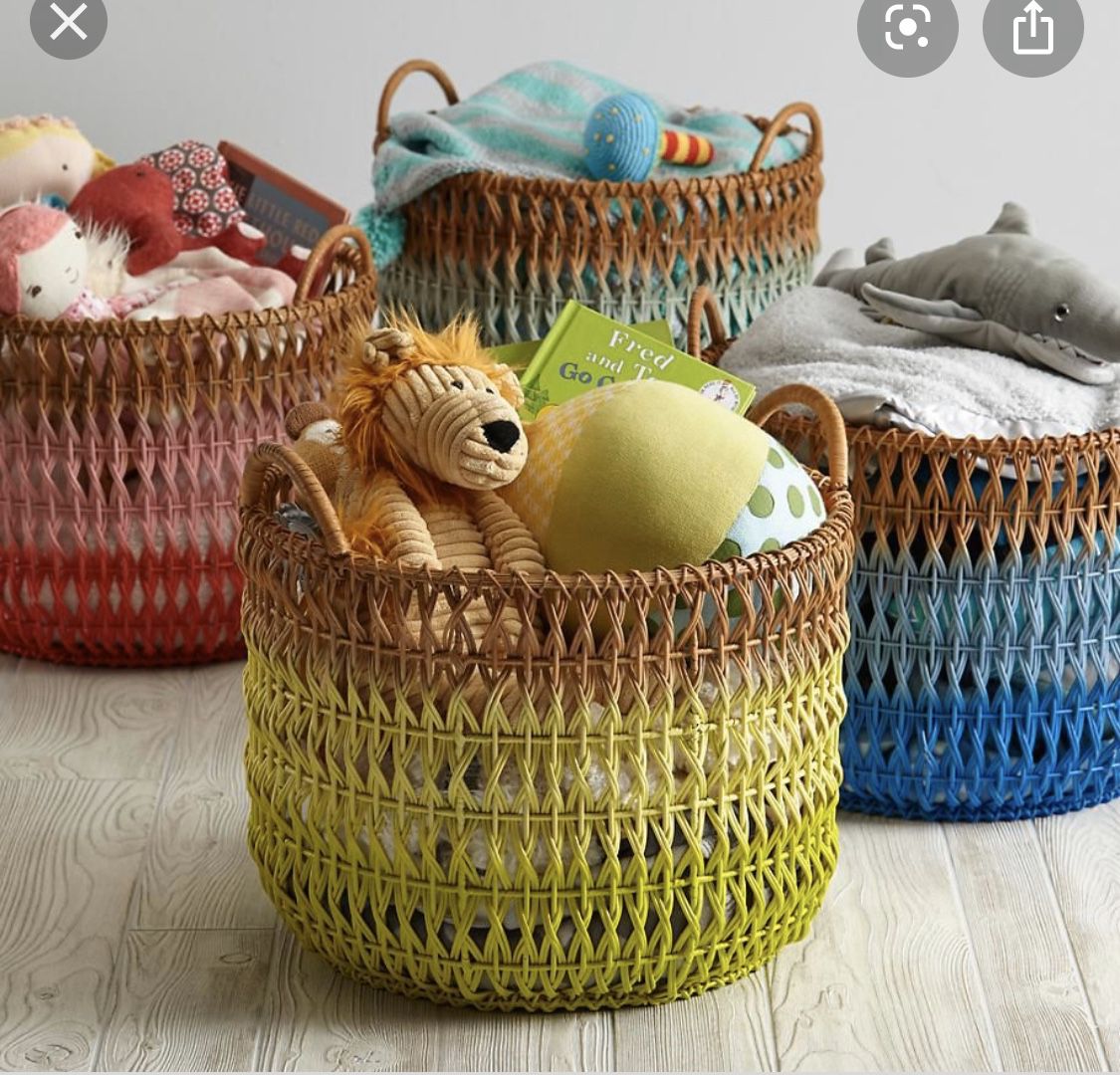 Crate and Barrel Large Ombre Rattan Basket