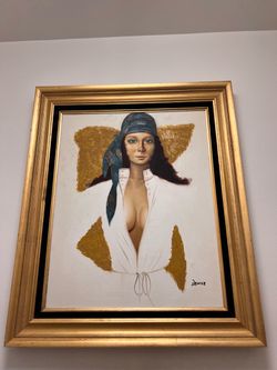 Signed Oil Painting Portrait in Gold Frame