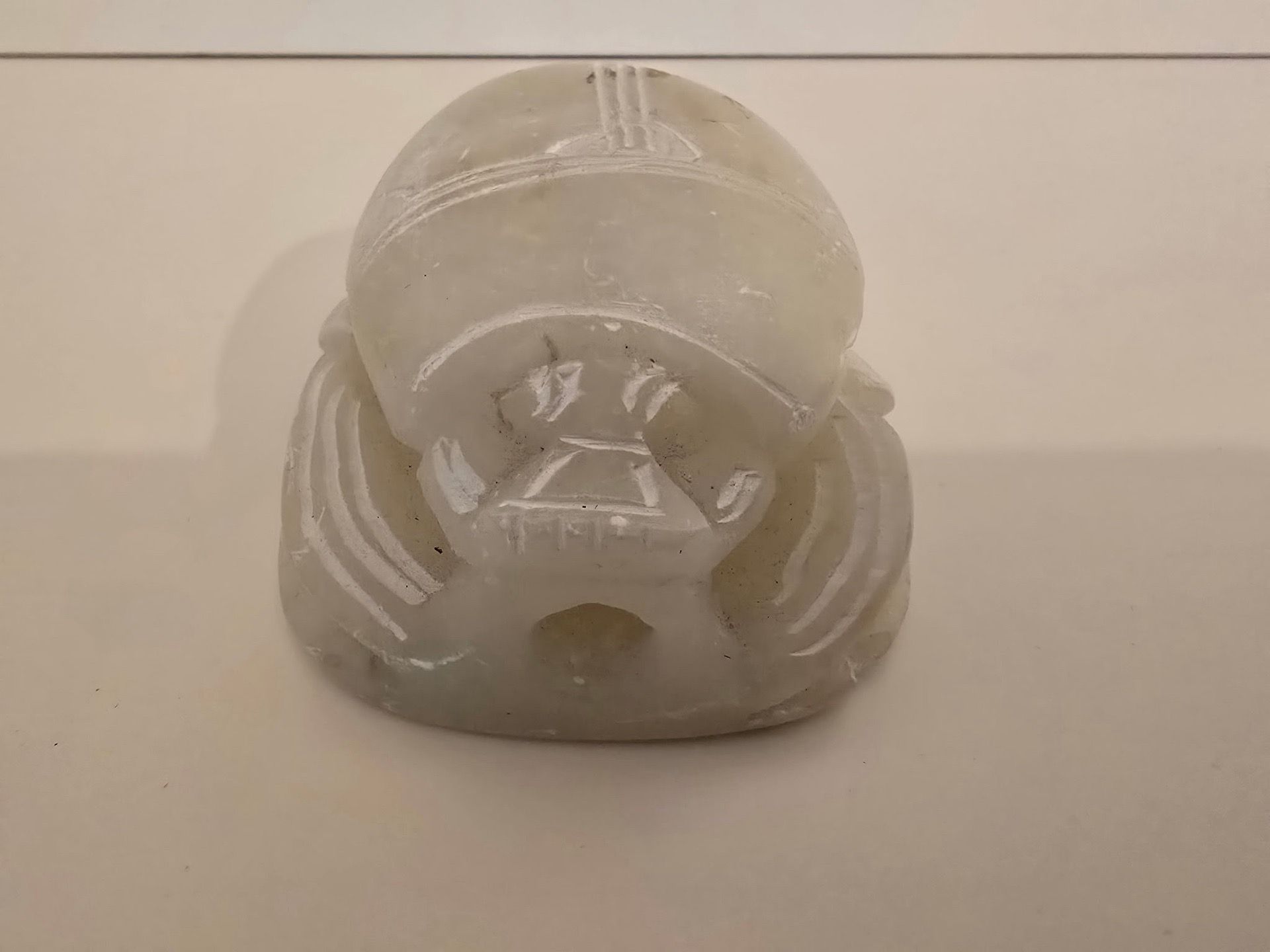 Hand-Carved Soapstone Egyptian Scarab Beetle - Hieroglyph Base