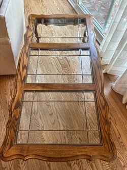 Wood & Beveled Glass Coffee Table