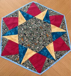 Handmade Quilted Cat-Themed Table Topper – 29” Octagonal