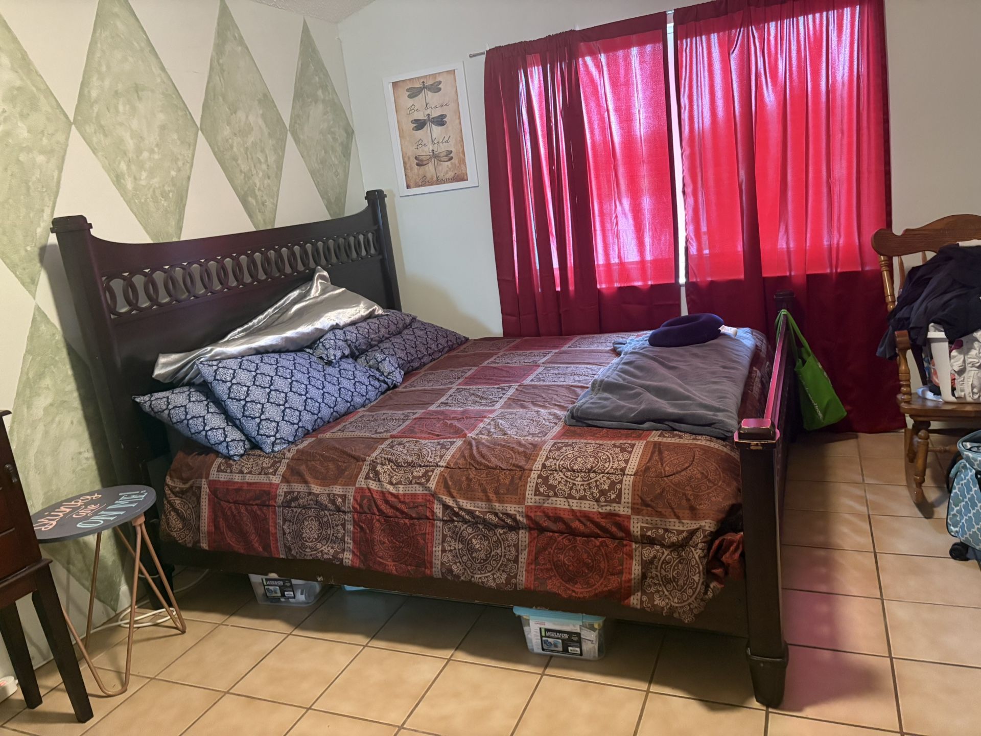 King Size Bed With Mattress And Bunkie Boards And Dresser With Mirror