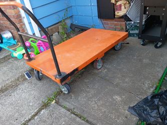 Heavy Duty Orange Platform Cart on Wheels