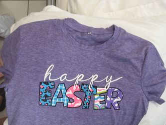 Happy Easter Graphic T-Shirt Purple Medium