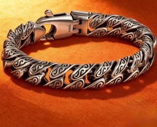 New Sterling Silver 925 Stamped Mens Tang Grass Pattern 8.66 inches length