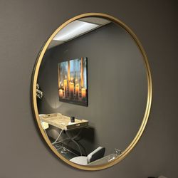 Large 31’ Round Gold Wall Mirror – Modern Decorative Mirror