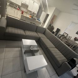 COUCH SECTIONAL Ecoleather Grey + COFFETABLE ONLY 750 For Both !! 