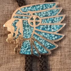 Silver And Turquoise Native Bolo Tie