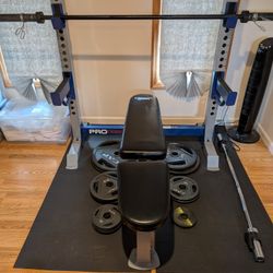 Fitness Gear Pro OB 600 Workout Bench And Weights