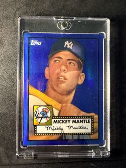 2008 Topps Chrome MICKEY MANTLE BLUE REFRACTOR 1952 VARIATION SSP🔥RARE🔥