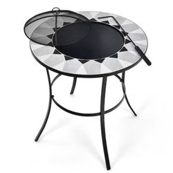 Costway 23.5-in W Steel Round Natural gas Fire table