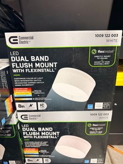 Commercial Electric 8” LED Dual Band Flush Mount Light – White – New