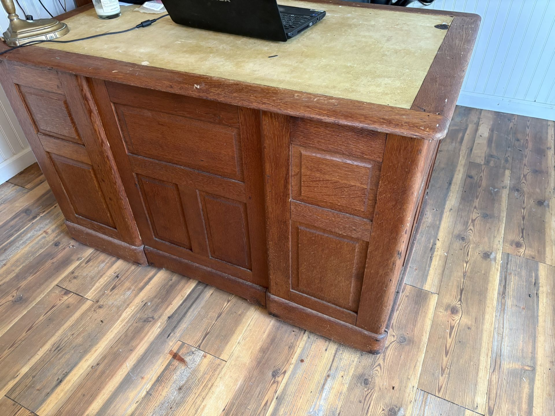 Antique oak raised panel desk