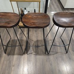3-Wood/metal Barstools