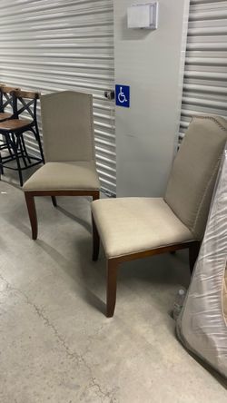 Pair of Modern Farmhouse / Traditional Dining Chairs (Beige)