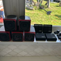 5 Bose Cube Speakers + 4 Grill Covers 