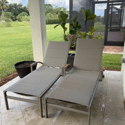Solana Taupe Outdoor Chaise Set Of 2 $400 (retail $649 Each)