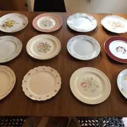 Lot of Antique China Plates (boho, cottage core, wedding decor)