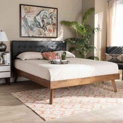 Dark Grey and Walnut King Platform Bed(New)