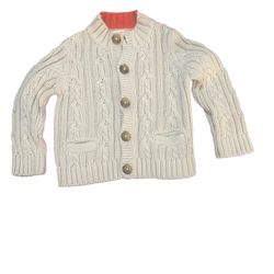 Unisex 12M Baby Toddler Cable Knit Sweater Cardigan Button-Up Pockets Machine Washable 100% Cotton #Grandpa #Cottage #cableknit #cardigan #classic #ac
