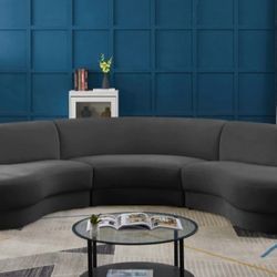 Rosa Velvet Grey 3pc. Sectional (3 Boxes)

