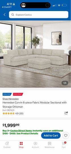 Henredon Corvin 6-Piece Modular Sectional with Ottoman