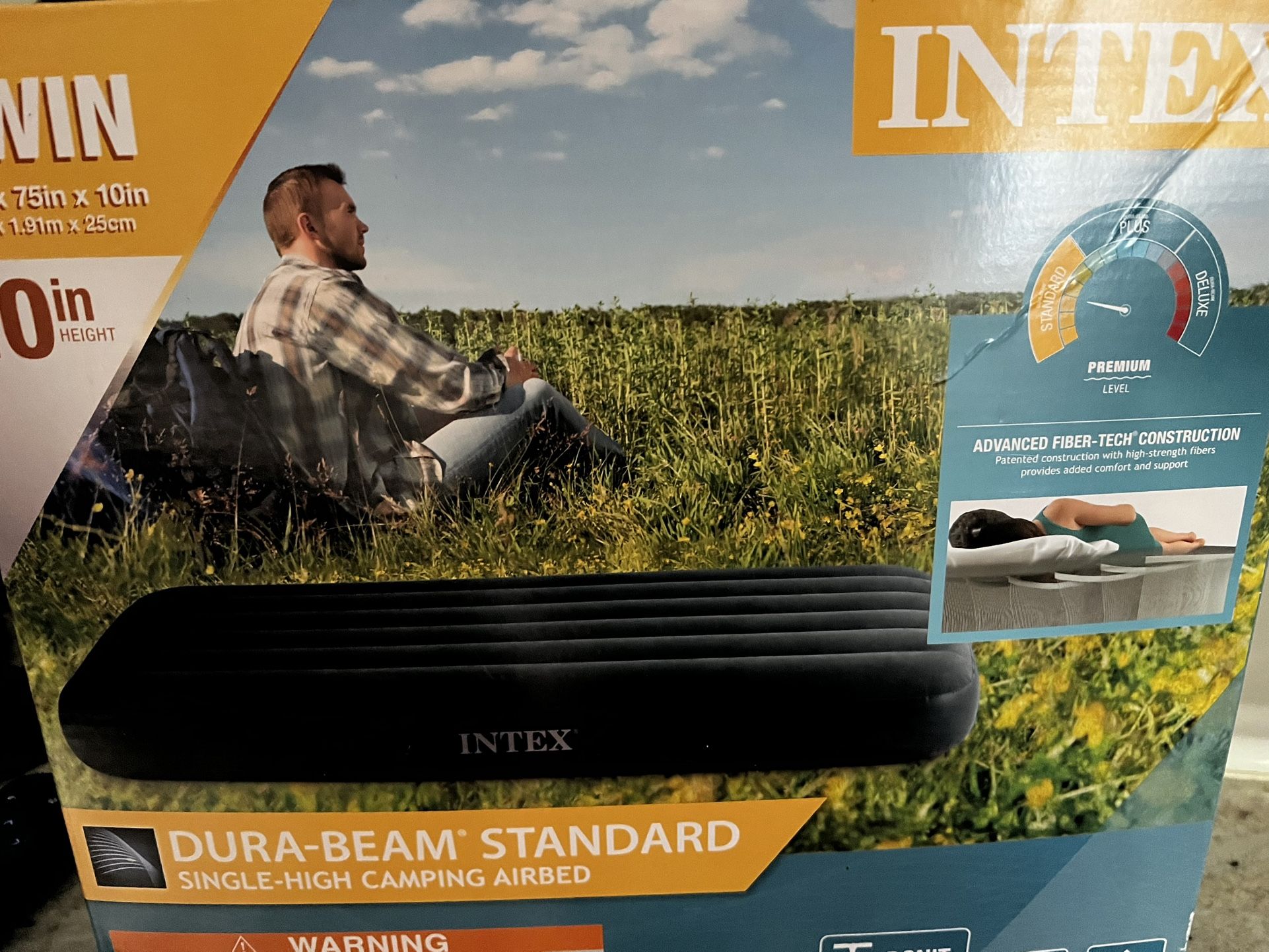 INTEX Twin Standard Durabeam Standard Airbed 10 inch Height Camping Air Mattress